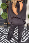 Bat-sleeve backless jumpsuit