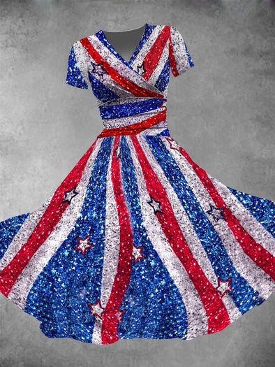 July 14th Independence Day Patterned Dress