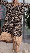 Leopard Print Lapel Long Sleeve Dress