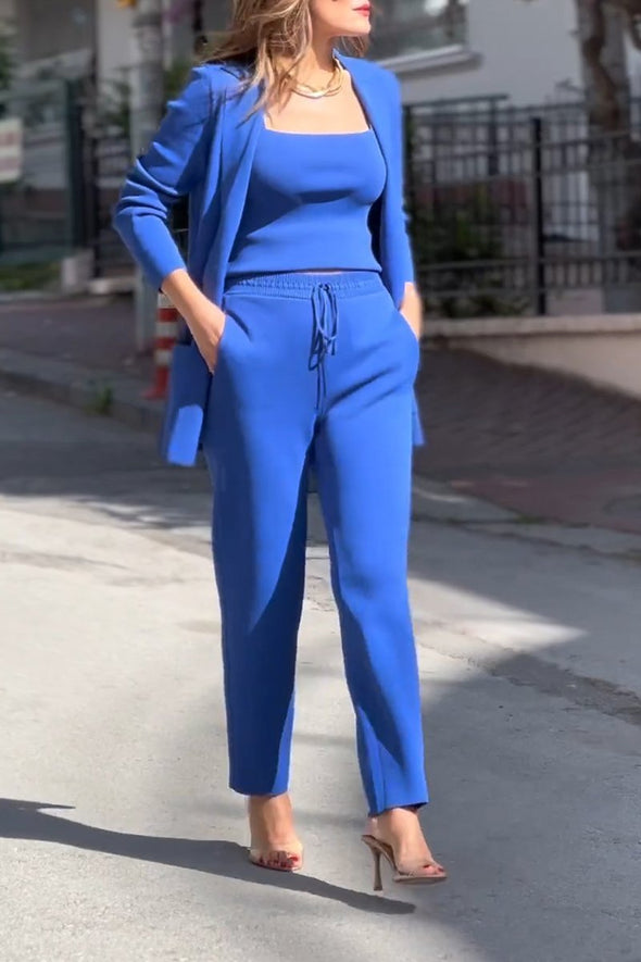 Women's Lapel Long-sleeved Casual Suit Three-piece Suit