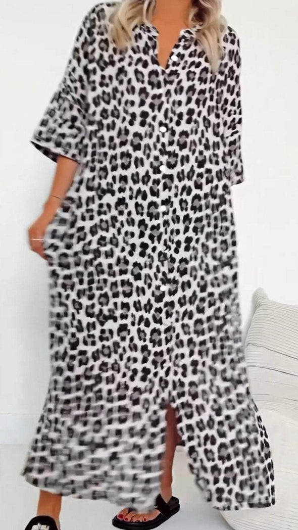 V-neck Leopard Print Dress