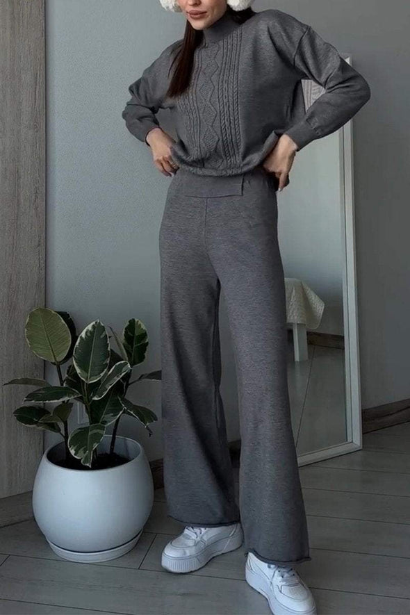 Women's Casual Round-neck Long-sleeved Two-piece Suit