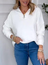 Women's Casual V-neck Half-zip Long-sleeved Top