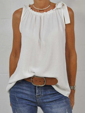 Casual Crew Neck Sleeveless Top