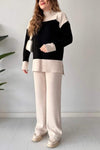 Women's Casual Colorblock Knit Two-Piece Set