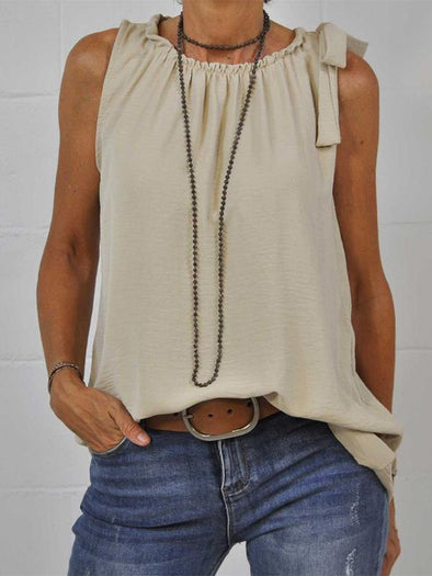 Casual Crew Neck Sleeveless Top