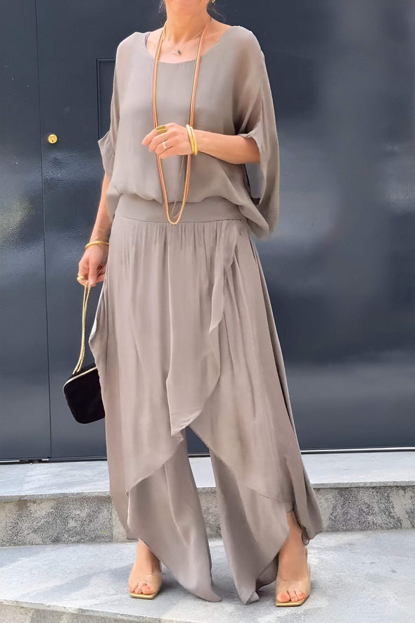 Irregular trousers chiffon suit