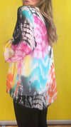 Casual V-neck Tie-dye Top