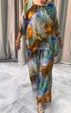 Women's Round Neck Colorful Printed Loose Suit