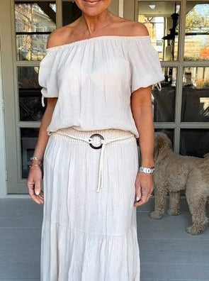 One-shoulder Casual Short-sleeved Two-piece Suit