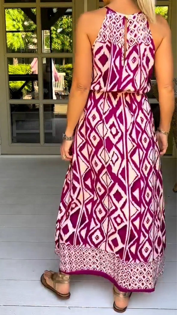 Casual Round Neck Printed Dress