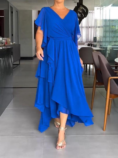 Casual V-neck Irregular Skirt Dress