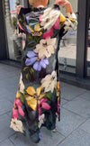 Hooded Long-sleeve Colorful Print Dress