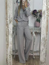 Women's Casual Solid Color Top and Wide Leg Pants Set