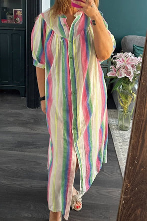 Casual rainbow stripe dress