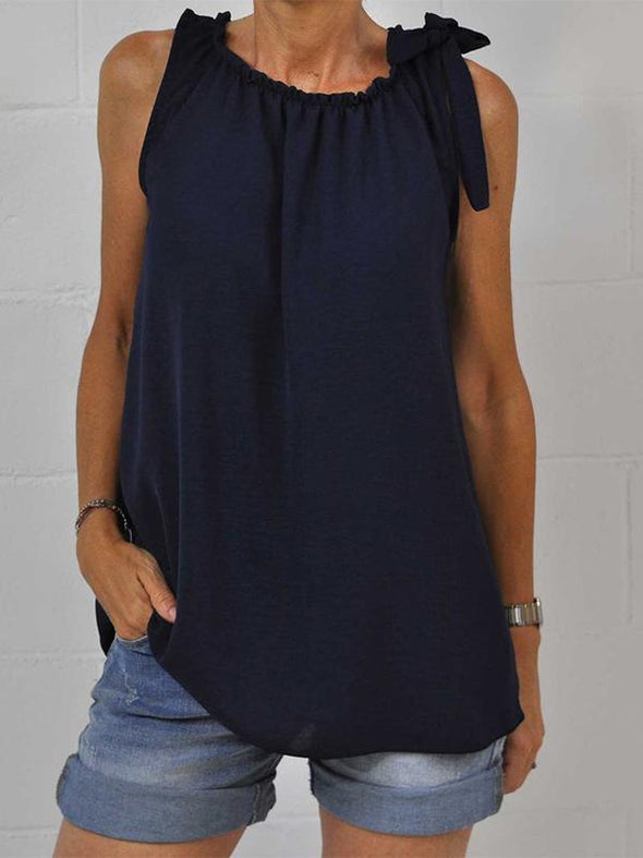 Casual Crew Neck Sleeveless Top