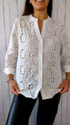 Cotton and Linen Hollow Shirt