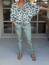 Casual V-neck Printed Two-piece Suit