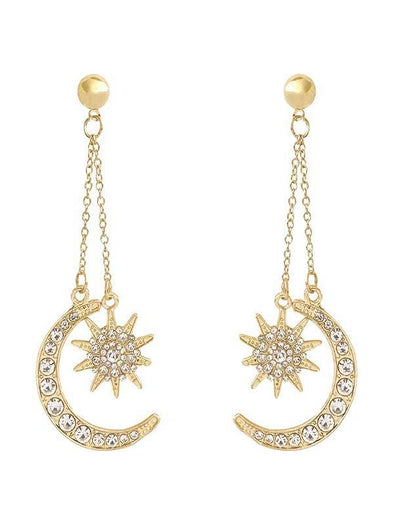 Six Pointed Star Moon Earrings