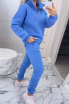 Women's casual sports zipper half open collar sweatshirt suit