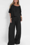 Casual solid color cotton and linen trousers suit