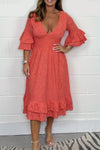 Smocked V Neck Dress