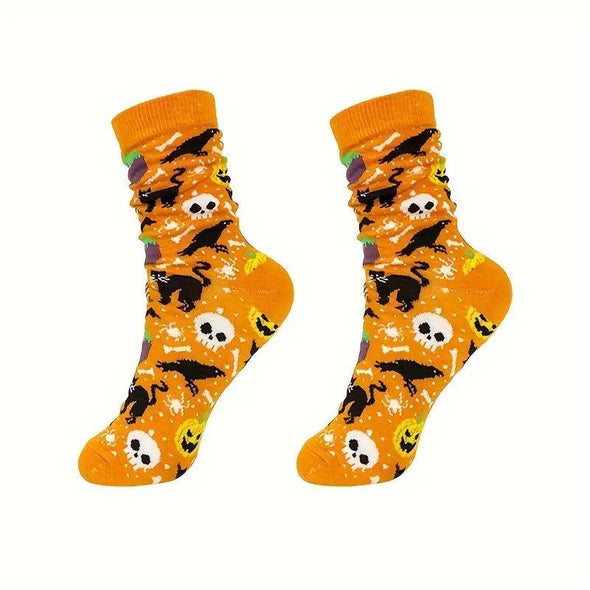 Men's and Women's Halloween Cartoon Print Casual Socks