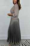 Women's solid color Long Sleeve Jumper & Pleated Bottom Dress